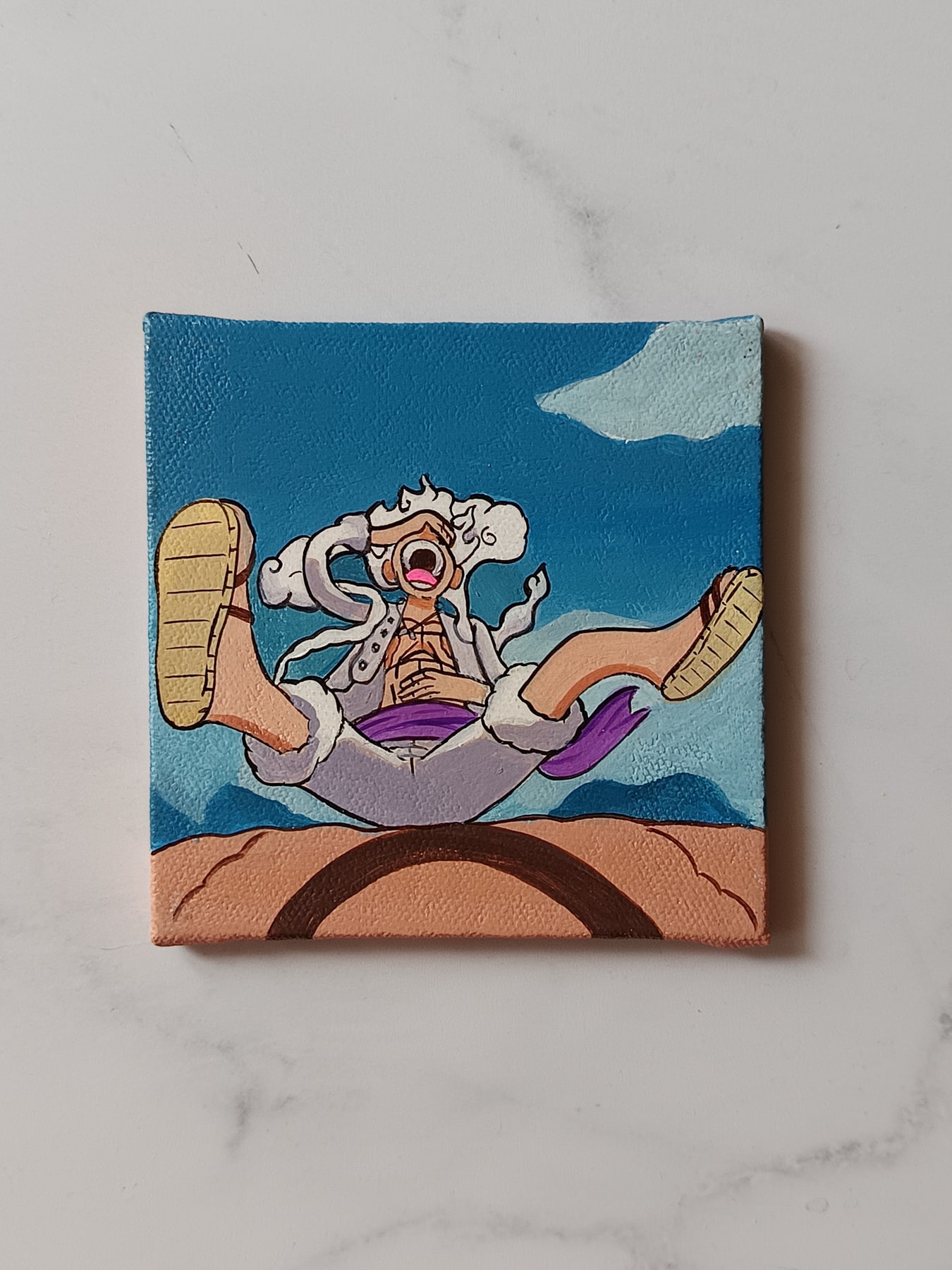 Close-up of Monkey D. Luffy — Gear 5 anime acrylic painting by Tulika Viegas