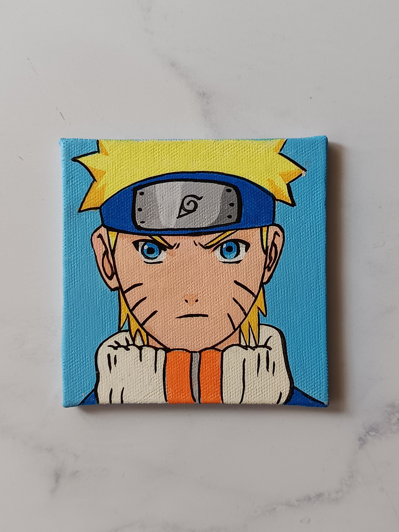 Close-up of Naruto Uzumaki anime acrylic painting by Tulika Viegas