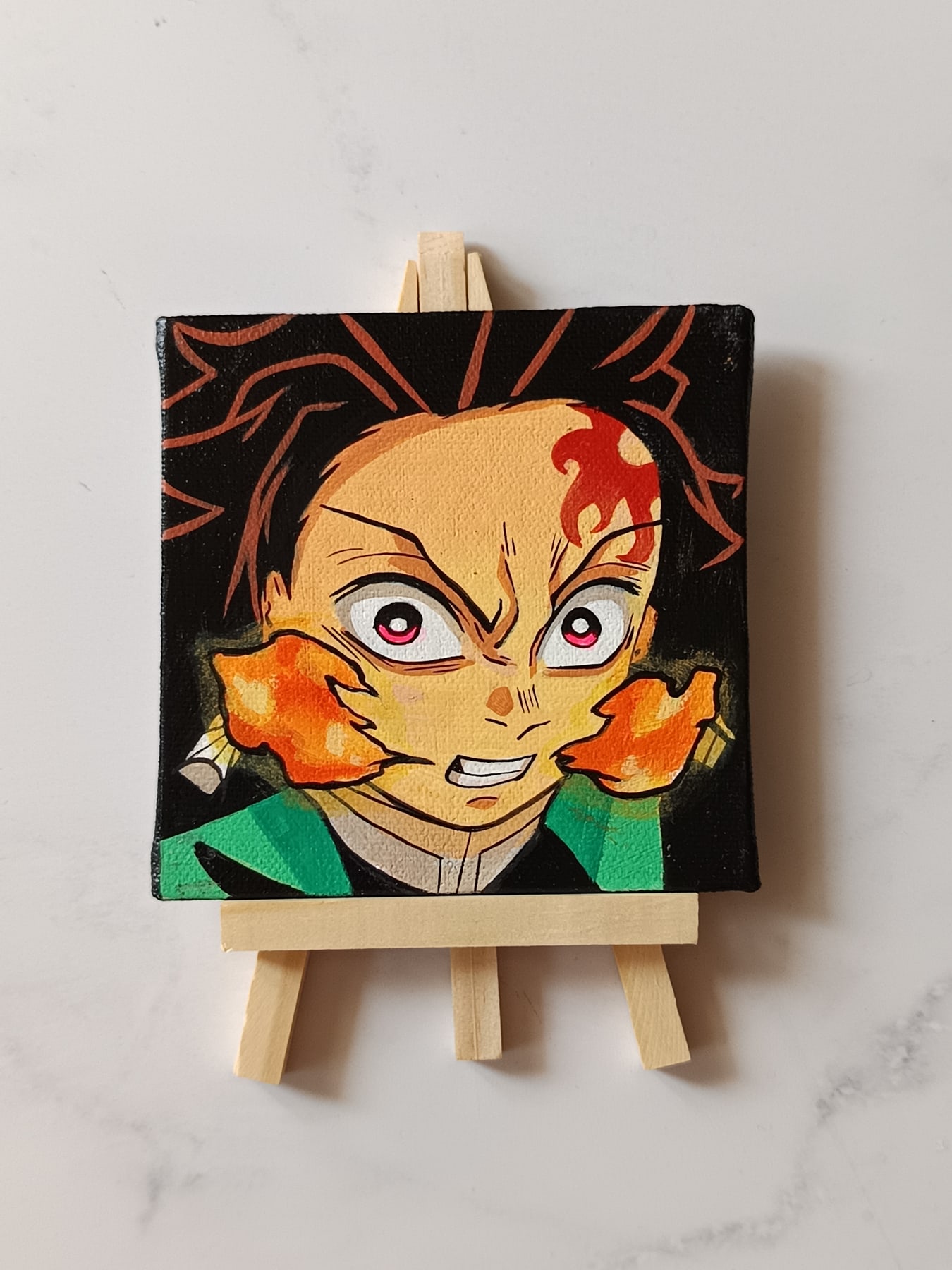 Tanjiro Kamado acrylic fridge magnet artwork by Tulika Viegas, front view