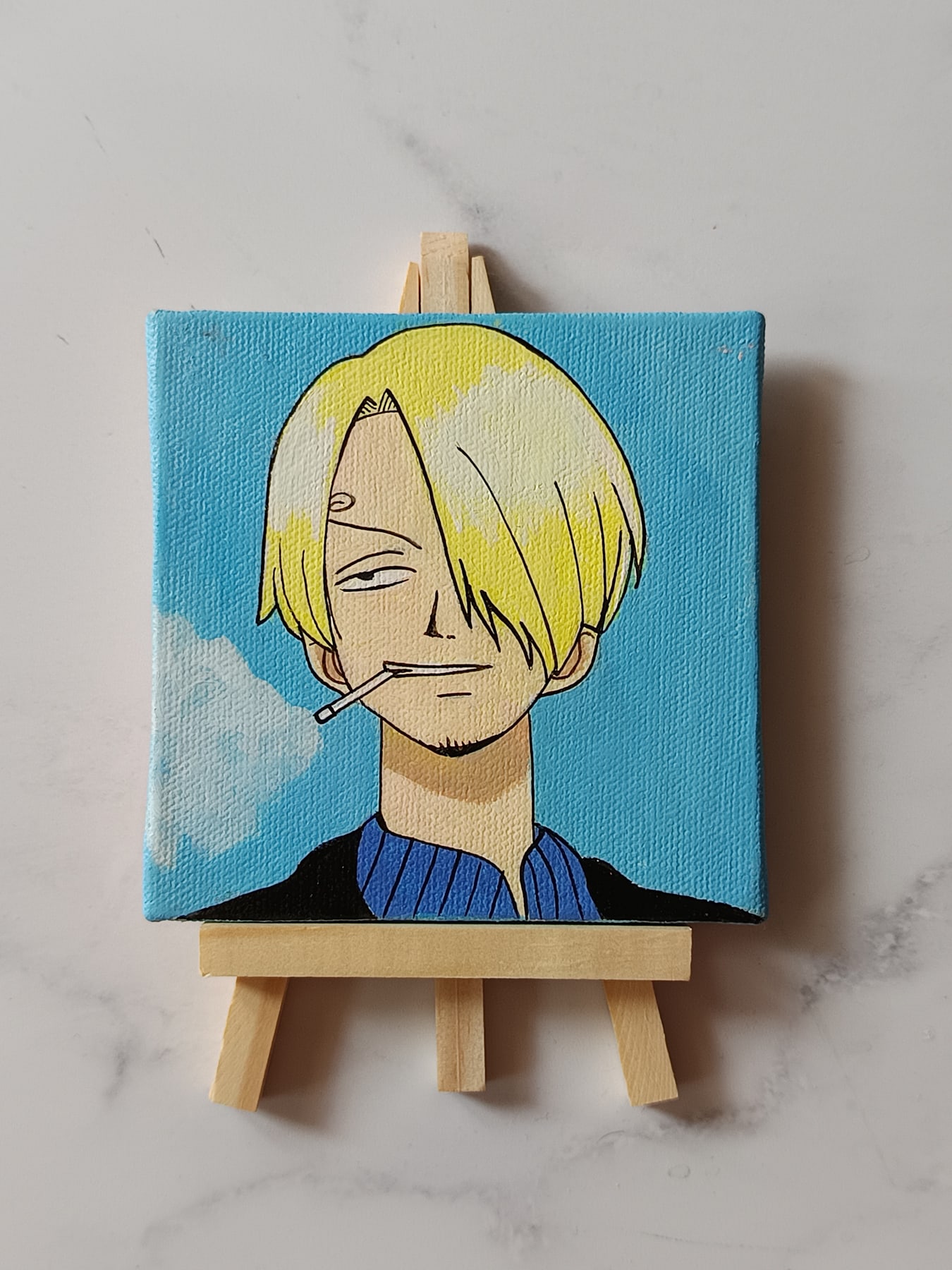 Sanji acrylic fridge magnet artwork by Tulika Viegas, front view