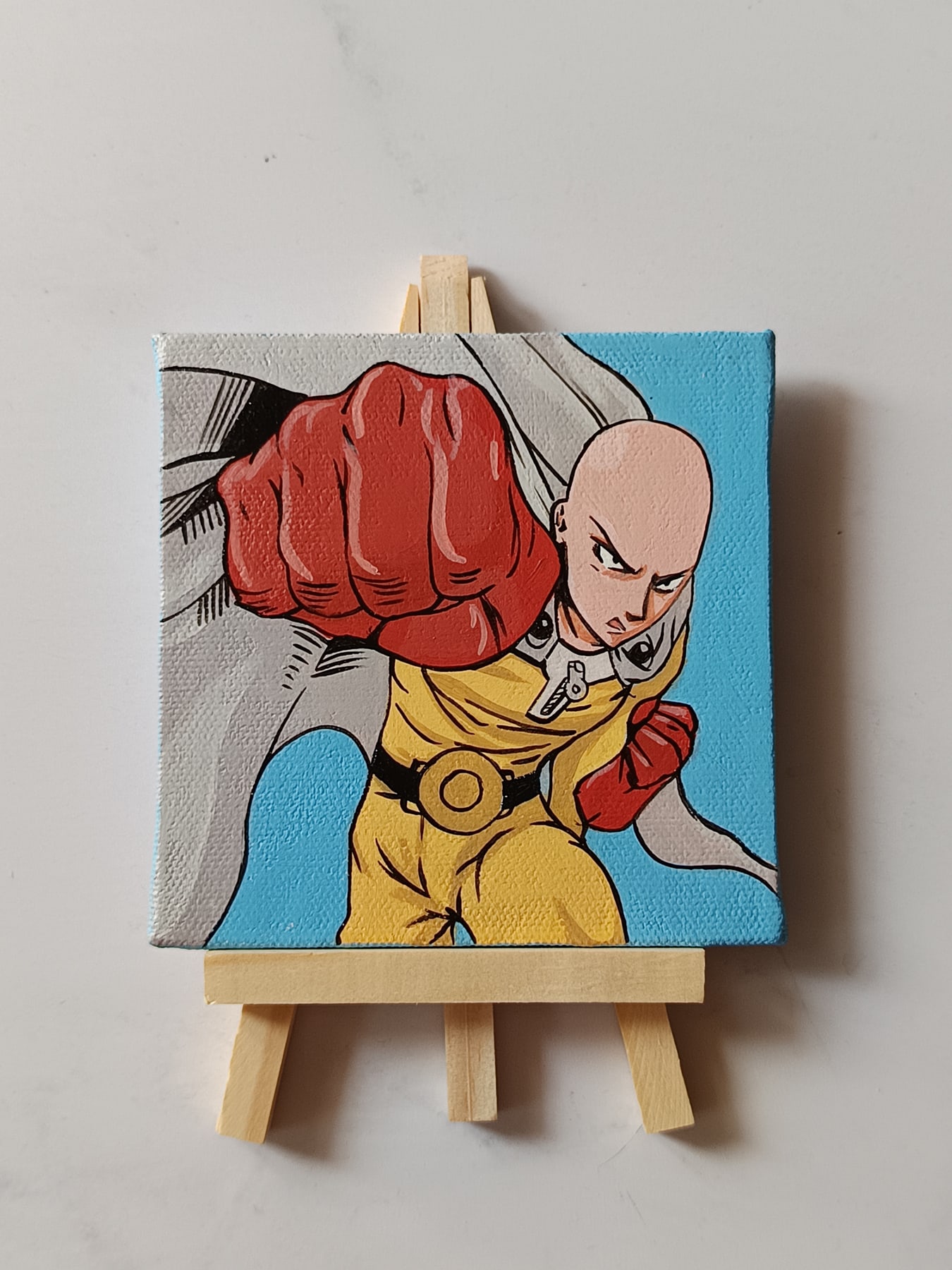 Saitama acrylic fridge magnet artwork by Tulika Viegas, front view