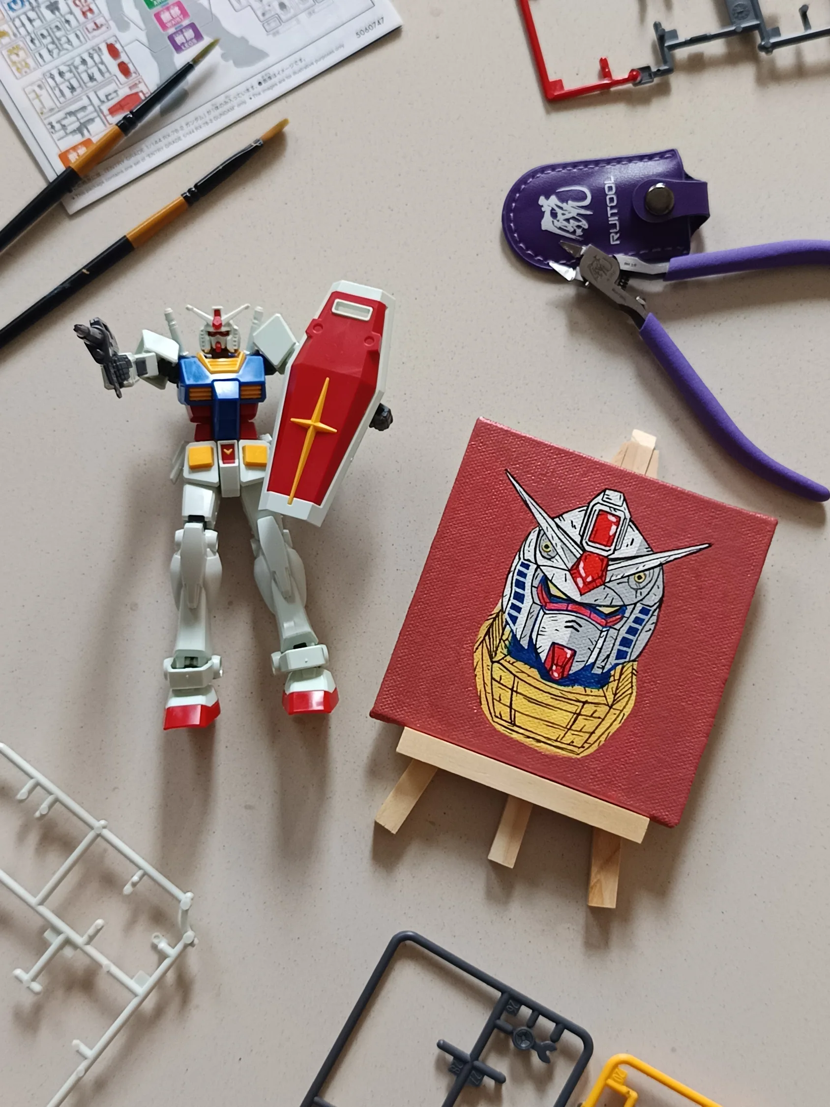 RX-78-2, hand-painted square fridge magnet, view 1