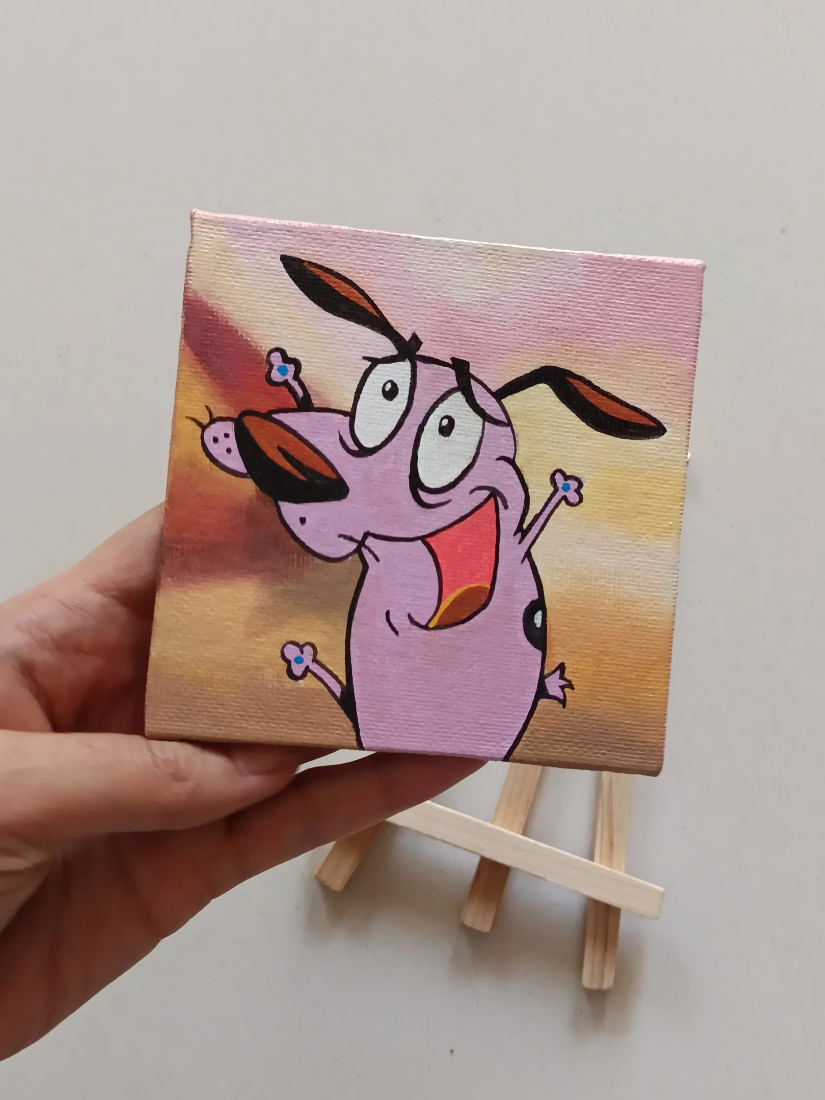 Close-up of Courage the Cowardly Dog anime & cartoons acrylic painting by Tulika Viegas