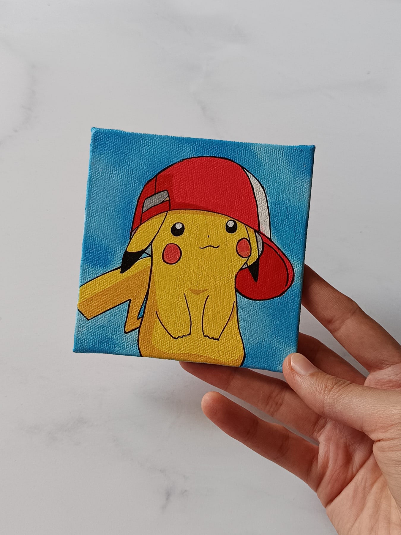Pikachu with Cap acrylic fridge magnet artwork by Tulika Viegas, front view