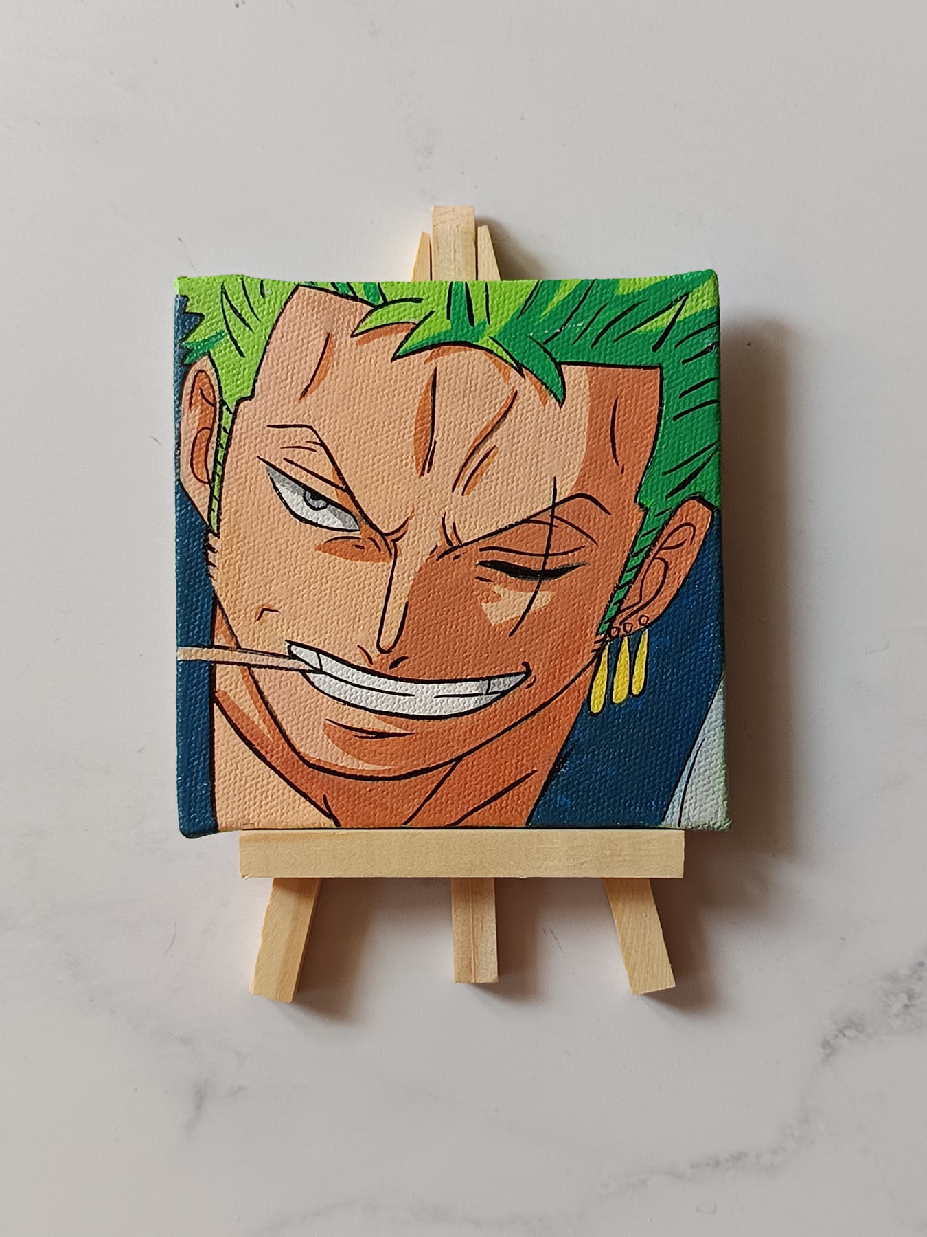 Roronoa Zoro acrylic fridge magnet artwork by Tulika Viegas, front view