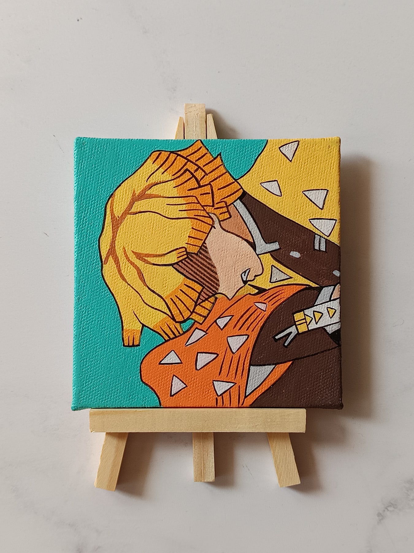 Zenitsu Agatsuma acrylic fridge magnet artwork by Tulika Viegas, front view