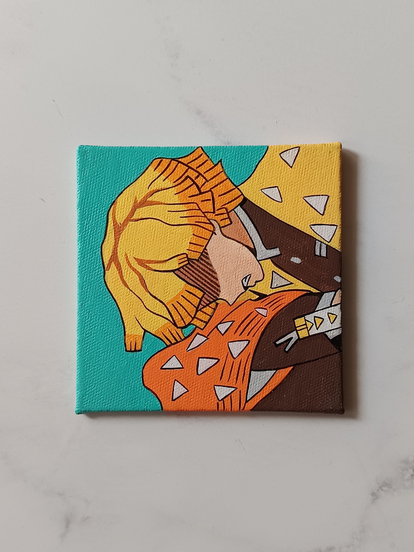 Close-up of Zenitsu Agatsuma anime acrylic painting by Tulika Viegas