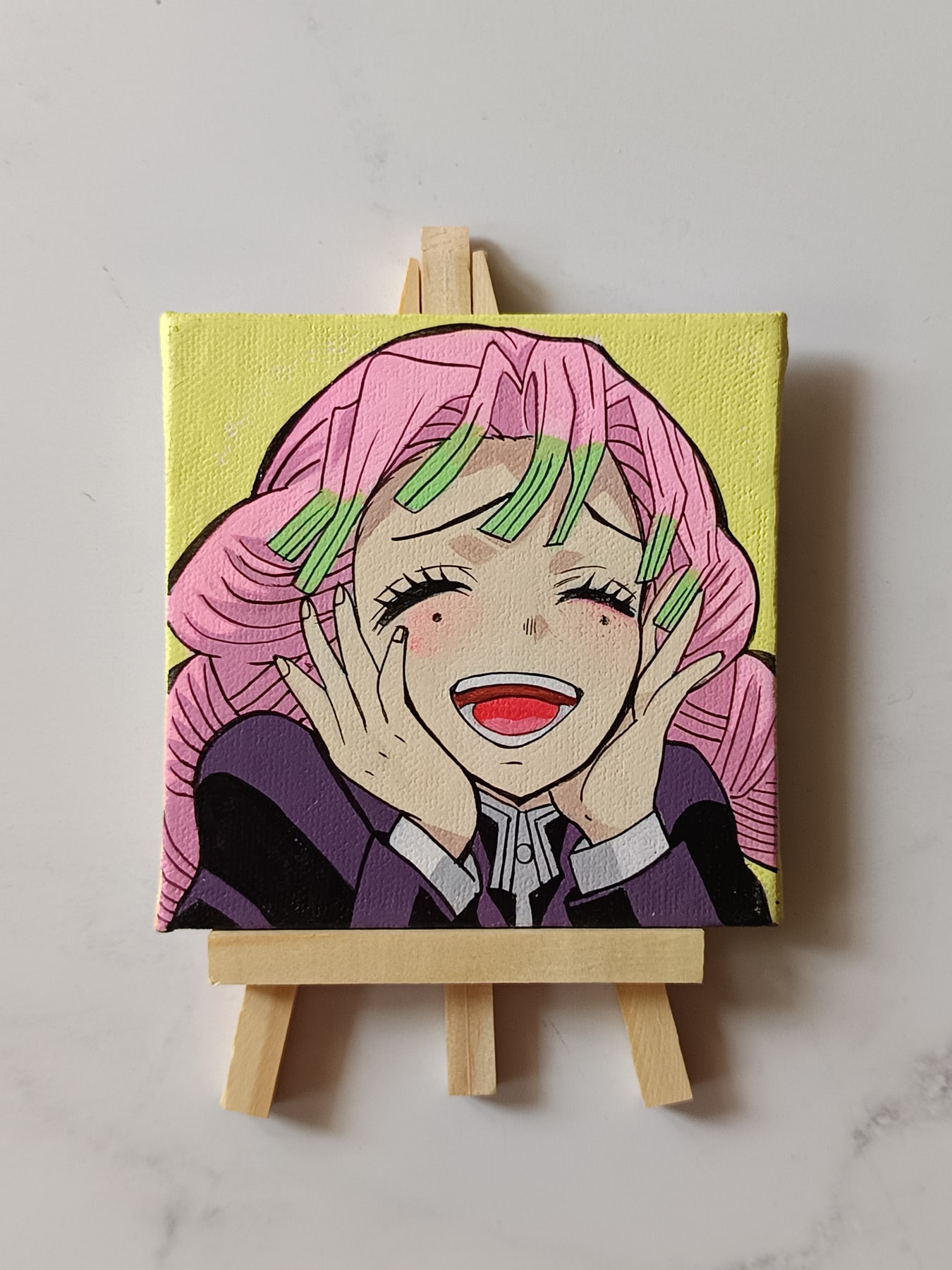Mitsuri Kanroji acrylic fridge magnet artwork by Tulika Viegas, front view