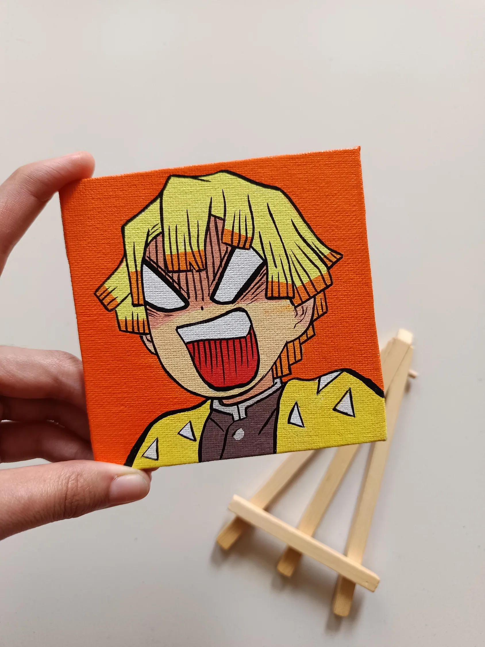 Close-up of Zenitsu Agatsuma anime & cartoons acrylic painting by Tulika Viegas