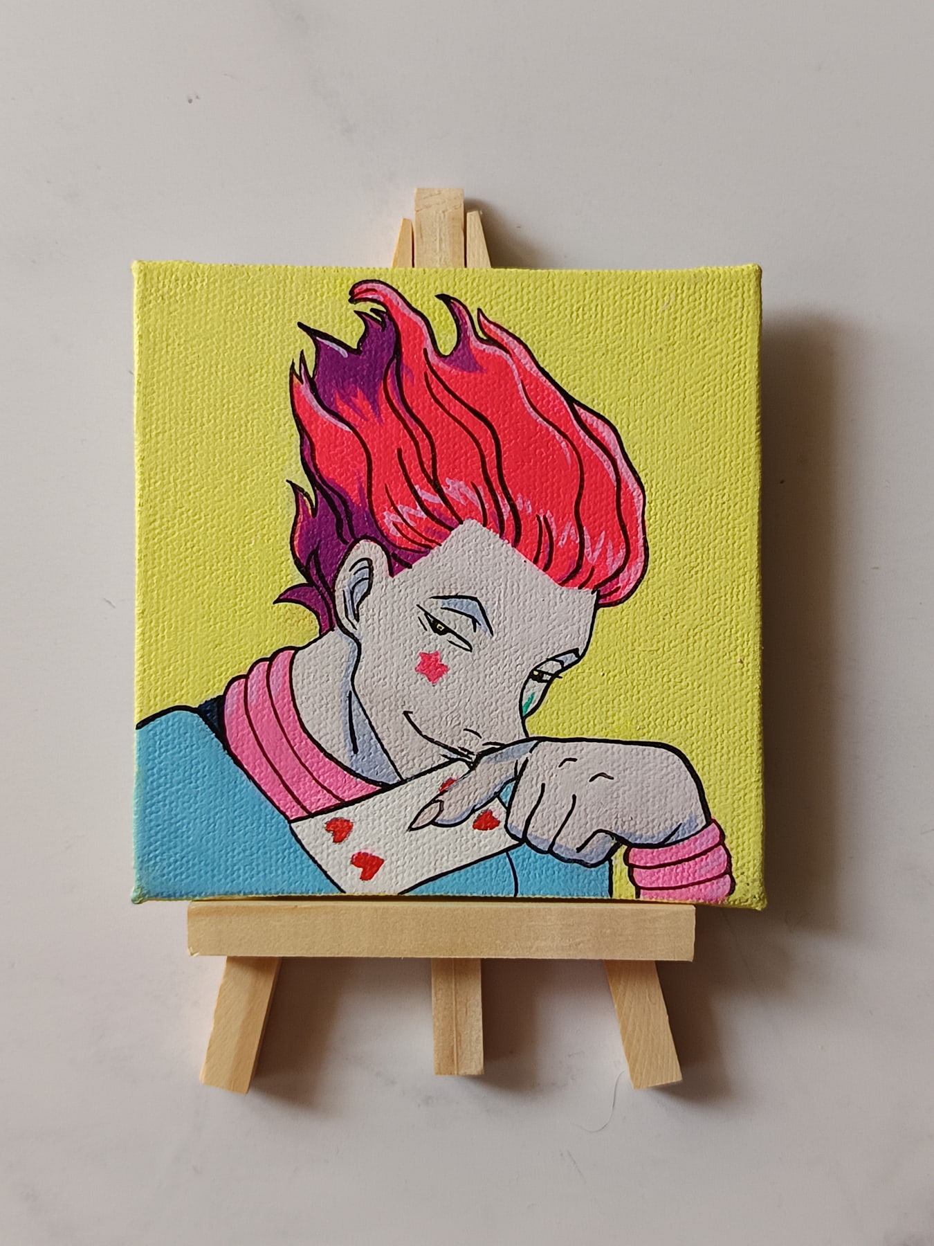 Hisoka Morow acrylic fridge magnet artwork by Tulika Viegas, front view